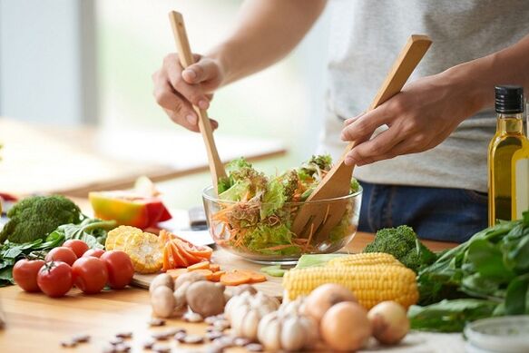 Persiapan salad sayur pikeun prostatitis